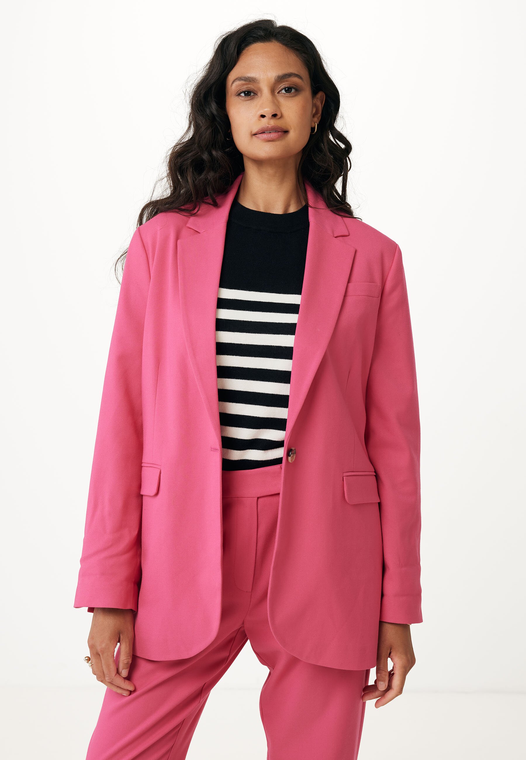 Mexx Single Breasted Blazer With Pockets Dames - Fuchsia - Maat 36
