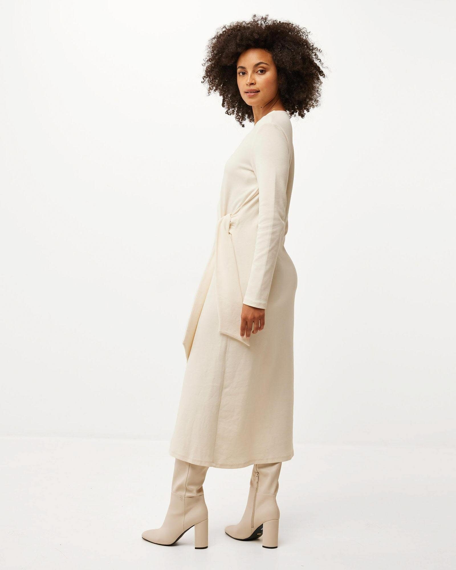 Longsleeve dress with knot Off White