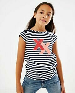 Mexx girls Striped artwork t-shirt Navy