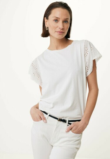 Top Broidery Sleeves Off White