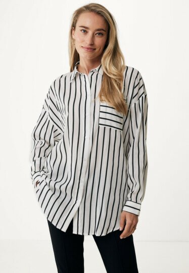 Striped blouse with chest pcoket Off White