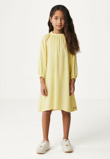 Printed A-line dress Soft Yellow
