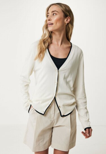 Basic cardigan with contrast Off White
