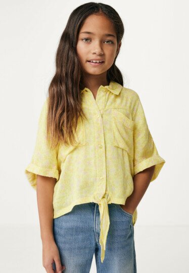 Wrap blouse with pockets Soft Yellow