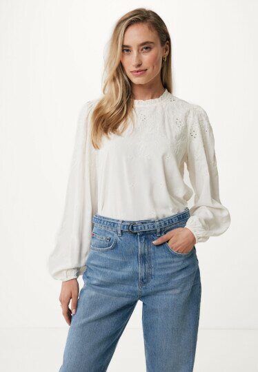 Embroidered Top Off White