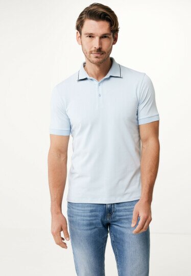 Short sleeve polo with contrast details Sky Blue