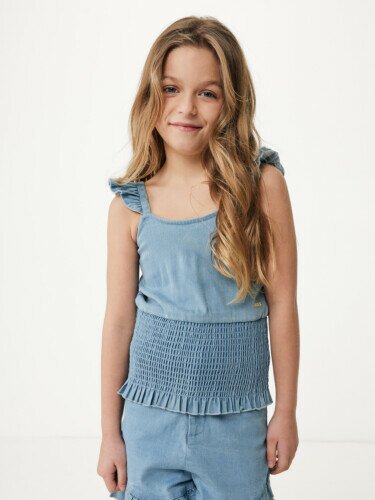 Ruffle top with smocked waist Cashmere Blue