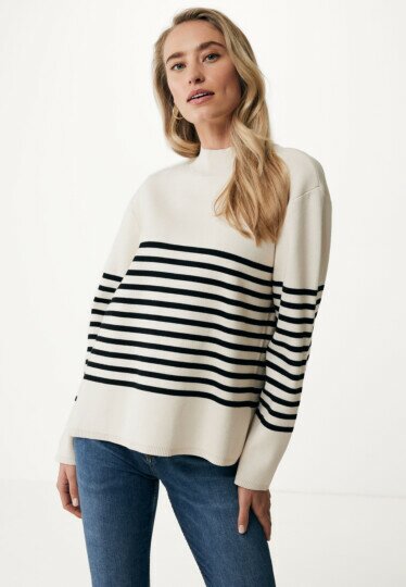 Striped pullover knit with slits Off White
