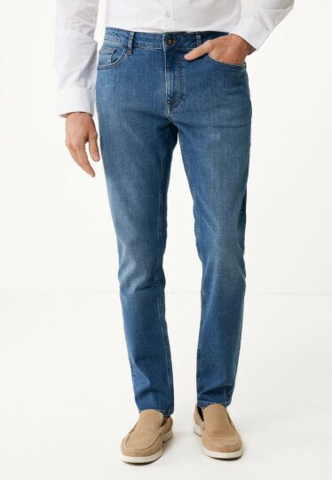 Jim Mid Waist / Tapered Leg Jeans Blue