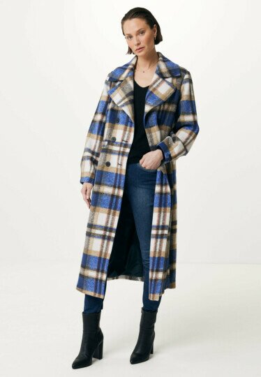 Checked Trenchcoat Bright Blue