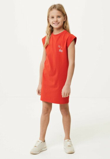 Jersey dress with short sleeve Red