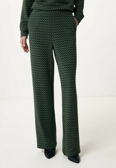 Jersey wide leg pants with jacquard weave Dark Green
