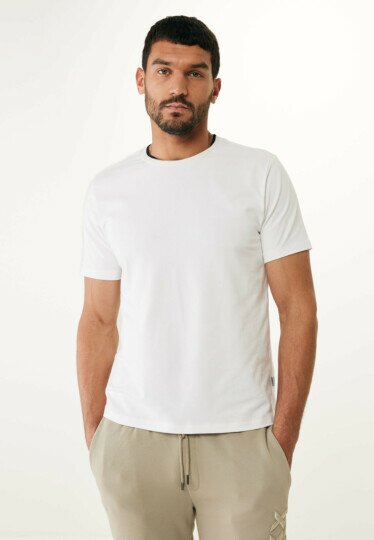 T-shirt Short Sleeve Yarn Dye Off White
