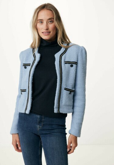 Cropped Knitted Jacket Blue