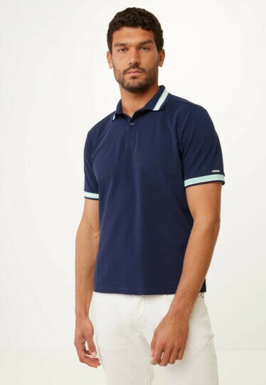 Piqué Polo With Yarn Dye Tipping Navy