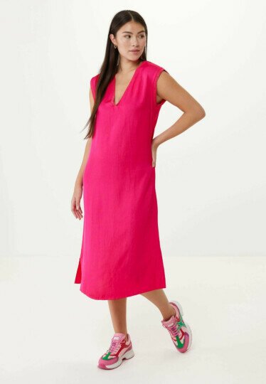 Sleeveless V-neck Dress Hot Pink