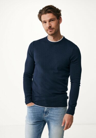 Knitted sweater with layered details Navy