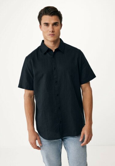 Brandon Basic linen short sleeve shirt Black