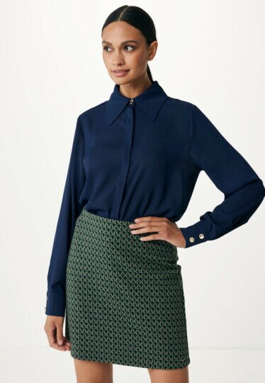 Pointy Collar Blouse Navy