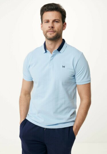 Polo With Color Block Fresh Blue