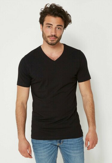 2 T-shirt v-hals 2-Pack Zwart