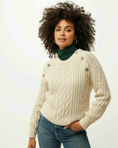 Cable knit pullover Ecru
