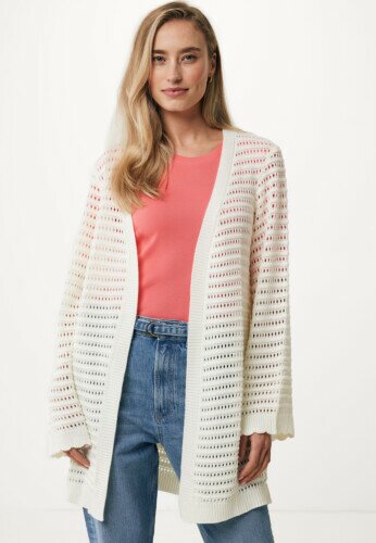 Open Knit Cardigan Off White