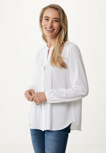 Long sleeve blouse with fold details White