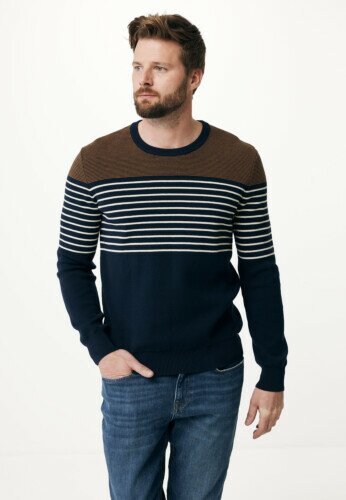 Colorblock knit sweater Navy