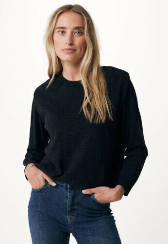 Knitted Pullover With Shoulderpleat Black