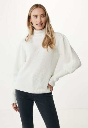 knitted pullover puff sleeve Off White