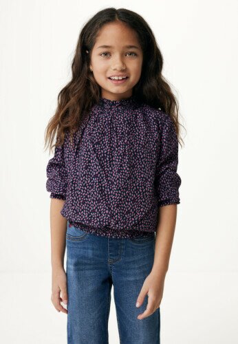 Blouse with smock Navy