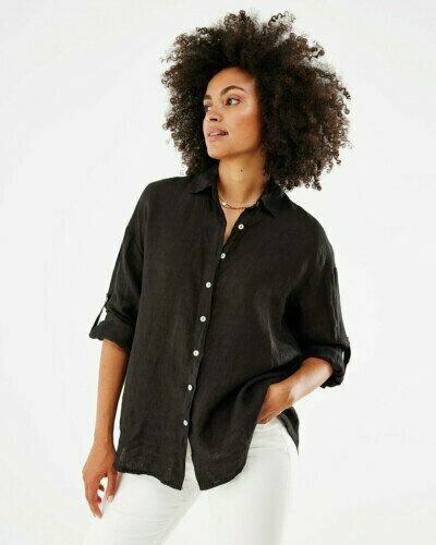 Mexx women Longsleeve linen blouse black