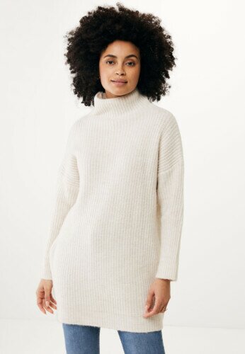 Knitted dress with turtle neck Off White