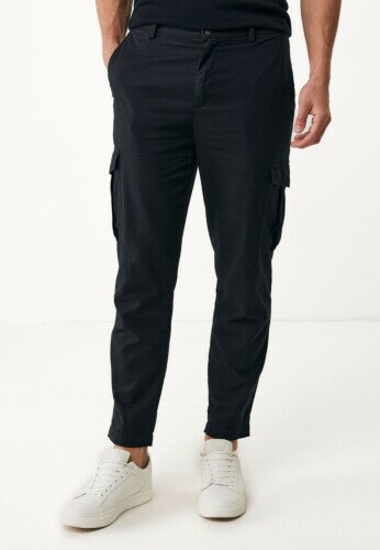 Linen blend cargo pants Black