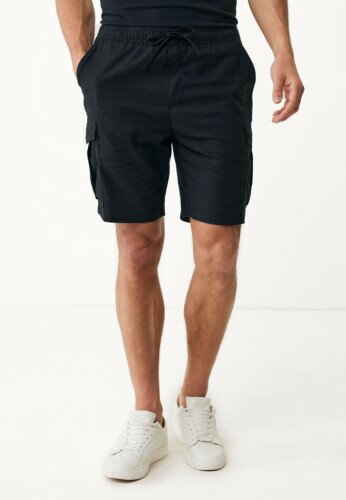Linen blend cargo shorts Black