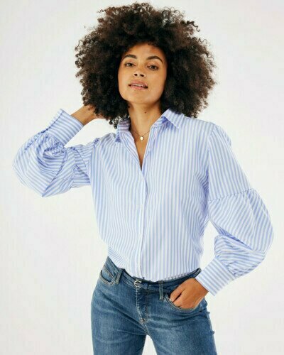 Mexx Women Puff sleeve blouse Blue/White Striped