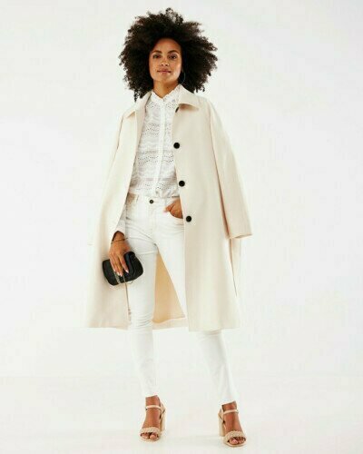 Mexx Women Midi length coat off white