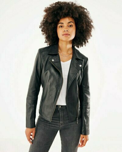 Mexx women Leather jacket punta inserts Black