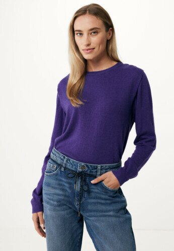 Knitted Pullover With Shoulderpleat Detail Purple