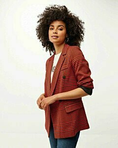 Double breasted checkered blazer Bright Red