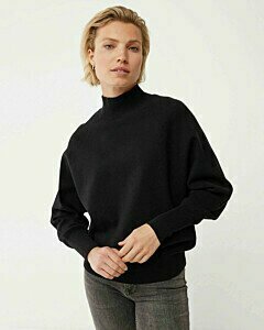 Mock neck knitted pullover Black