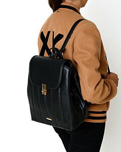 Vertical quilted backpack Black