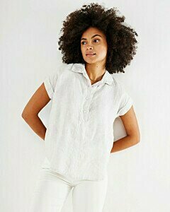 Mexx women Capsleeve linen blouse White
