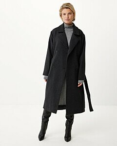 Oversized double breasted wool-look trenchcoat Antracite Melee
