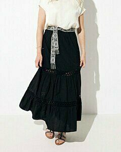 Mexx women A-line skirt with broidery tape Black
