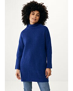 Knitted dress with turtle neck Cobalt Blue