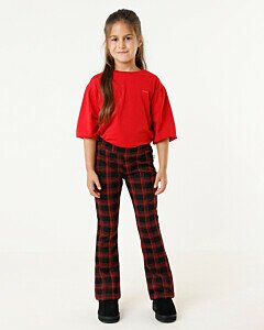 Checked flared pants Red
