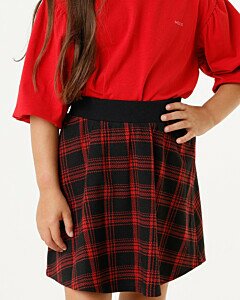 Knitted check skirt Red