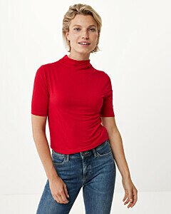 Short sleeve mock neck t-shirt Red